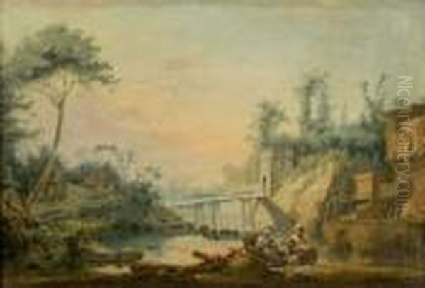 La Traversee D'une Riviere En Barque by Claude Louis Chatelet