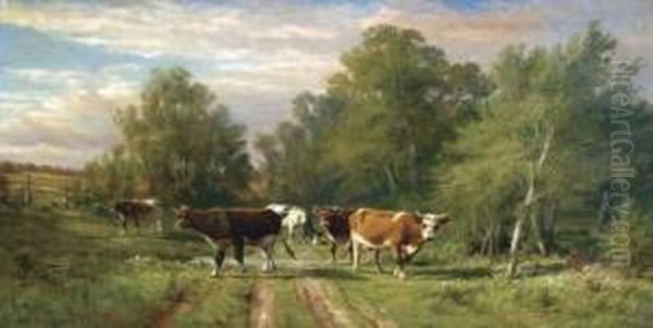 Cattle On A Country Road by Thomas Bigelow Craig