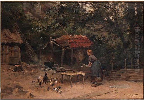 The Chicken Run by Emile Charles Dameron