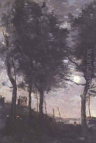 Moonlight by the sea by Jean-Baptiste-Camille Corot