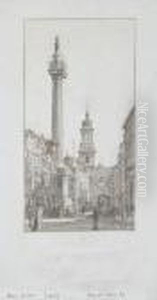 The Monument And St Magnus The Martyr Church by Francis H. Dodd