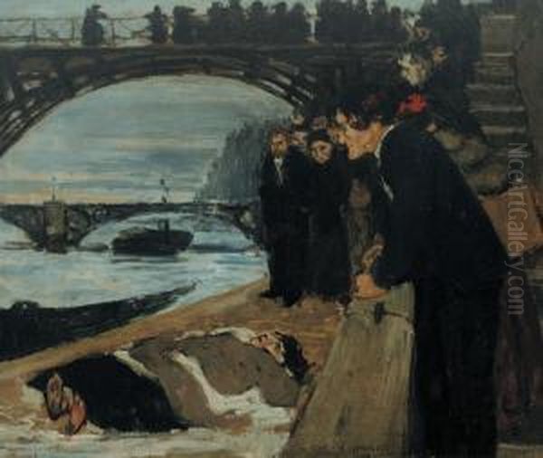 Le Noye Du Pont Desarts (1895) - Drowned Body At The Pont Des Arts (1895) by Henri-Jacques Evenepoel