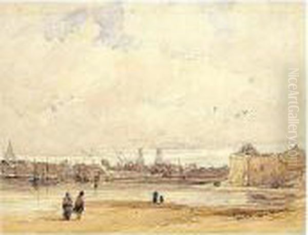 View Of The Port Of Calais From The North by Francois Louis Thomas Francia