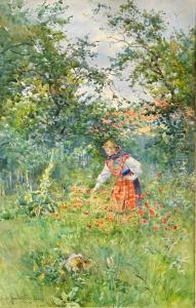 I Tradgarden - Kvinna I Folkdrakt by Anna Gardell-Ericson