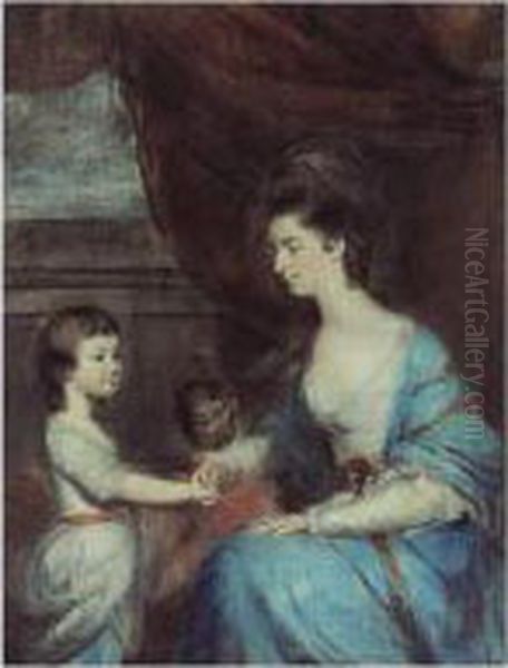 Portrait Of Lady Emilia Mary 
Lennox (1731-1814) And Her Son Lord Edward Fitzgerald (1763-1798) by Daniel Gardner