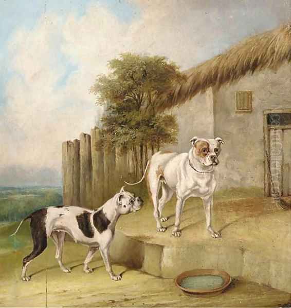 Crib and Rosa by an outhouse by Abraham Cooper