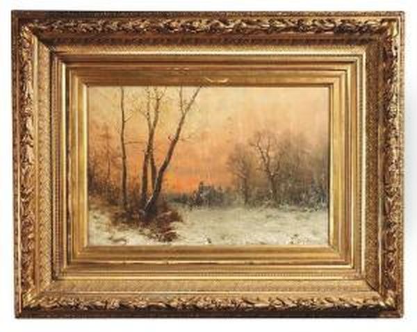 Wintry Landscape At Sunset by Joseph Friedrich N. Heydendahl