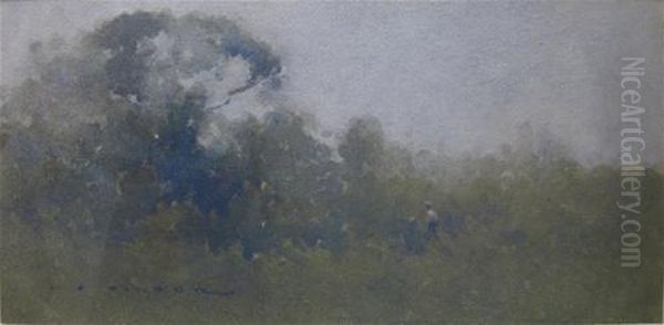 Twilight, Figures In Landscape by Jesse Jewhurst Hilder