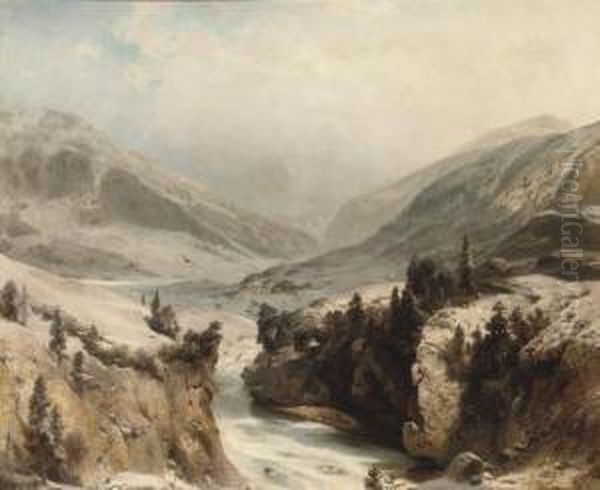 A Snow Covered Alpine Valley by Carl Hilgers