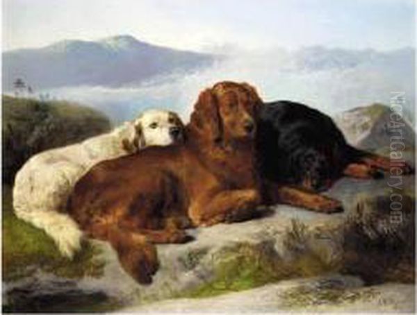 Setters In A Highland Landscape by George W. Horlor