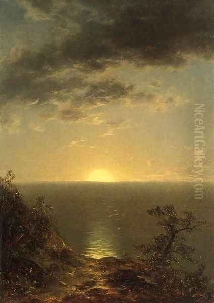 Moonrise on the Coast 1863 Oil Painting - John William Casilear