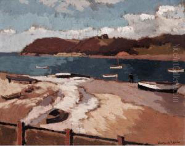 Seaside Scene At Caernarfon Bay by Edward Morland Lewis