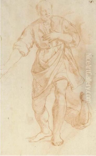 A Saint Gesturing To The Right, With Another Study Of The Leftarm by Lorenzo Lippi