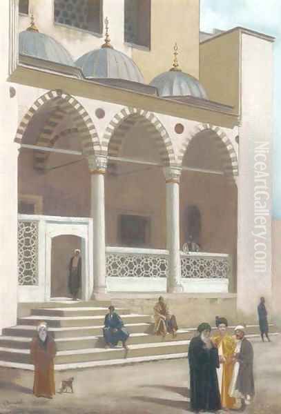 Arabs outside the Suleyman Mosque, Istanbul by Gustave-Paul Cluseret