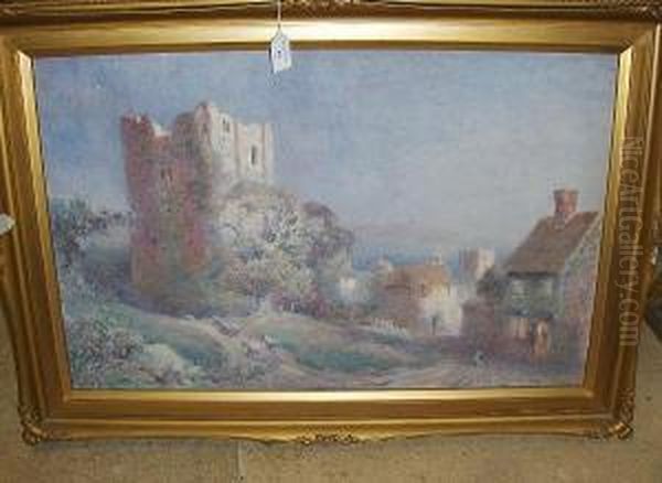 Drover Beside A Village Pub By A Ruined Tower by Max Ludby