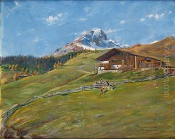 Motiv Fran Gravbunden Oil Painting - Robert Lundberg