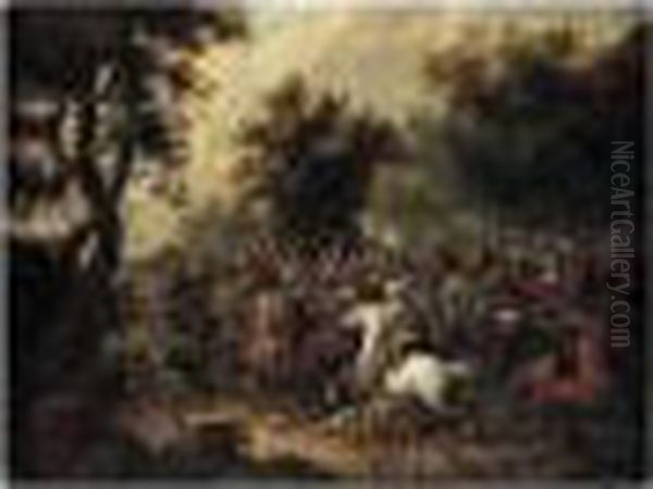 A Cavalry Engagement At The Edge Of A Wood by Pieter Meulenaer