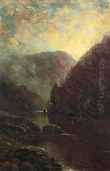 A Mountainous River Landscape by Addison Thomas Millar