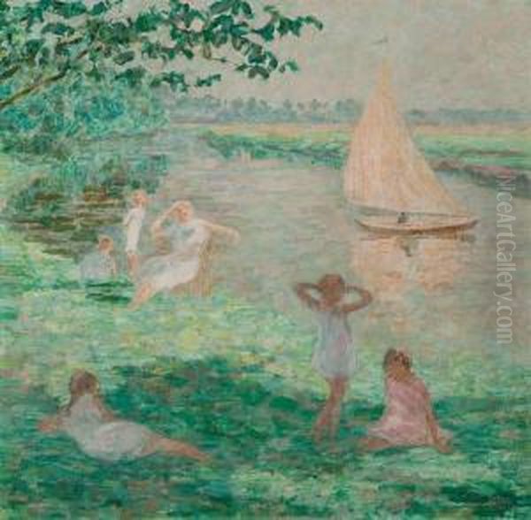 Jeunes Filles Au Bord De La Lys by Jenny Montigny