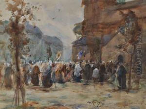 Street Procession by Thomas William Morley