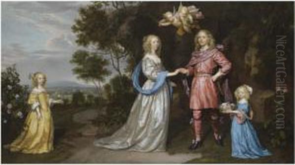 Portrait Of Adriaan Pauw, Heer 
Van Beenebroeek, Zuid-schalkwijkand Schakenbosch (1622-1697), His Wife 
And Daughters by Jan Mytens