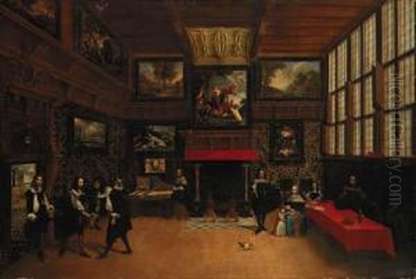 The Neercamer Of A Town House Near The Wharf At Antwerp With Ayoung Gentleman by Pieter Neefs The Elder, Frans The Younger Francken