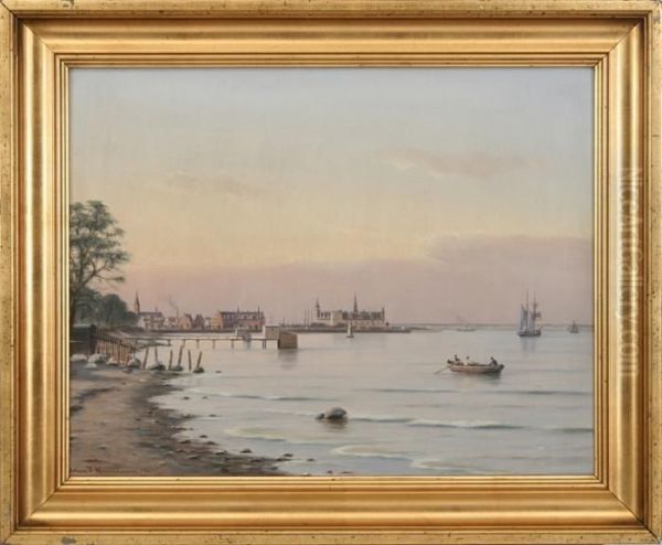 Seascape, In The Background Kronborg Castle And Helsingor Town by Johann Jens Neumann