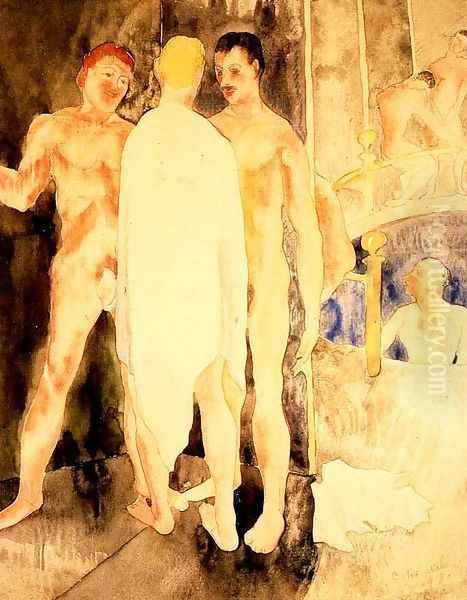 Turkish Bath with Self Portrait by Charles Demuth