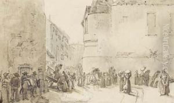 Un Marche Dans Une Rue by Jean-Pierre Norblin De La Gourdaine