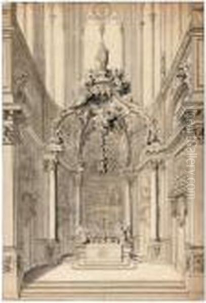 Study Of The Chapel Of St. Vitale In The Church Of St. Gervais, Paris by Gilles-Marie Oppenord