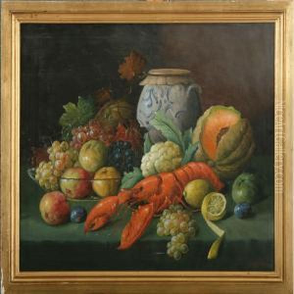 Still Life Withlobster And Fruits by Robert Panitzsch