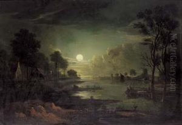 A Moonlit River Estuary by Sebastian Pether