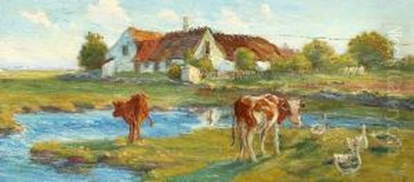 Grazing Cows On Saltholm by Theodore Esbern Philipsen