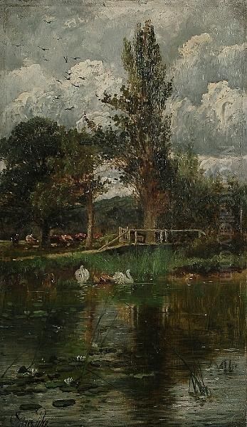 River Landscape, Believed To Be On The Thames by Sidney Pike