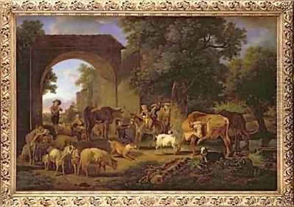 Animals entering the Farmyard by Jean Louis (Marnette) De Marne