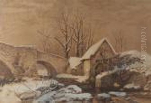 Mill Cottage In The Snow by Thomas Miles Richardson