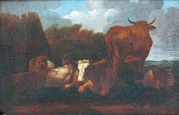 Vaches Et Moutons Dans Un Pre Oil Painting - Willem Romeyn