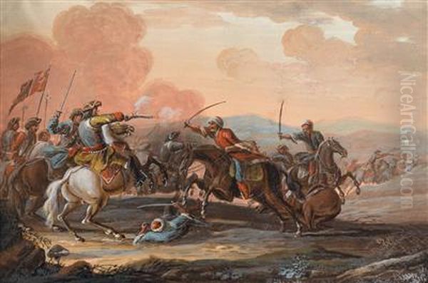 Gefechtsszenen Aus Den Turkenkriegen Oil Painting - Georg Philipp I Rugendas