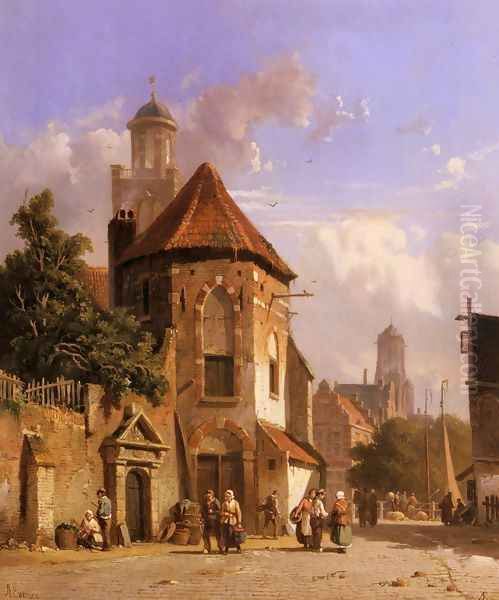 View Of A Dutch Street by Adrianus Eversen