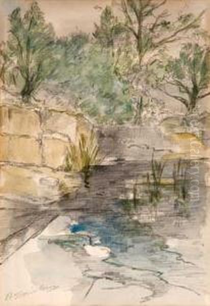 Landscape With A Creek by Walter Shirlaw