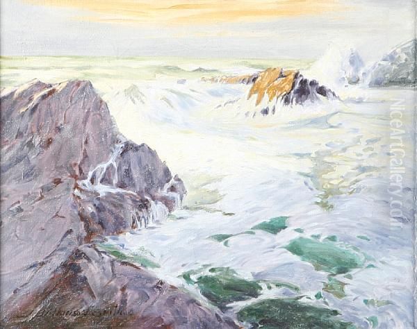 Waves Crashing On A Rocky Shoreline by Jack Wilkinson Smith