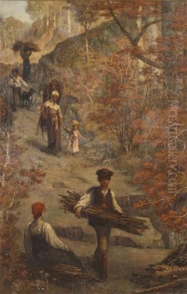 Wood Gatherers In The Forest by Eugene Smits