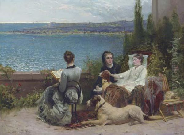 An Afternoon By The Sea Oil Painting - Charles Soubre