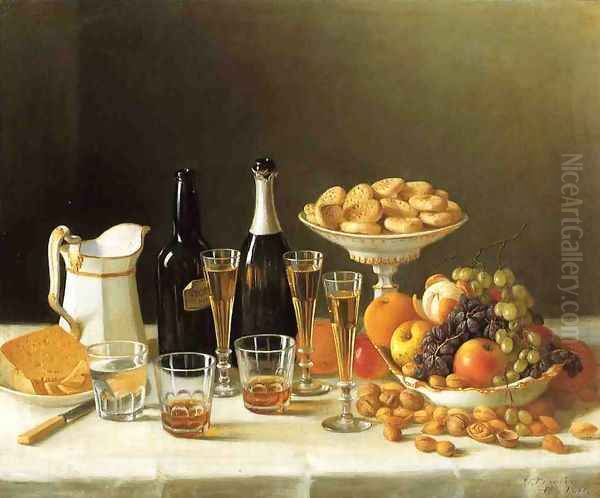 Wine, Cheese and Fruit by John Defett Francis