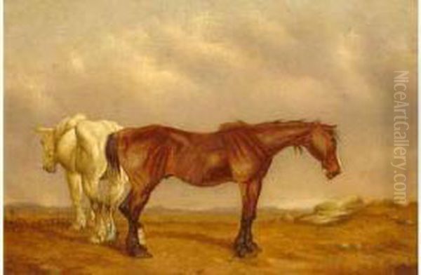 Two Horses Grazing by William Eddowes Turner