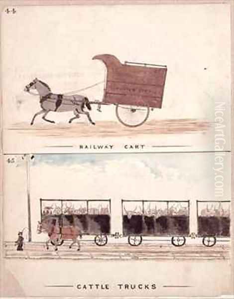 The Railway Cart and Cattle Trucks by William Francis Freelove