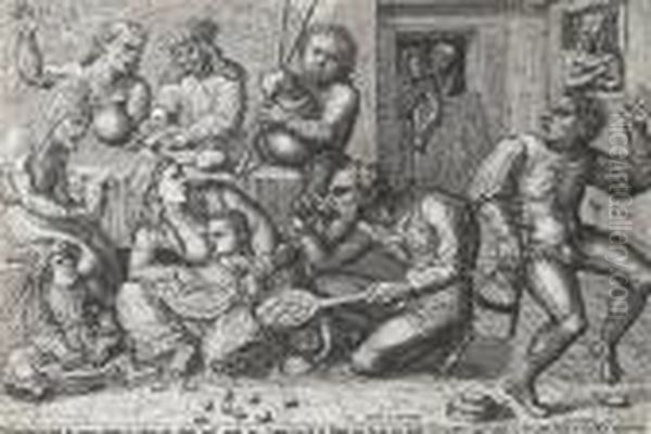 Fat And Sausage Eaters (hollstein 45) by Pieter van der Heyden