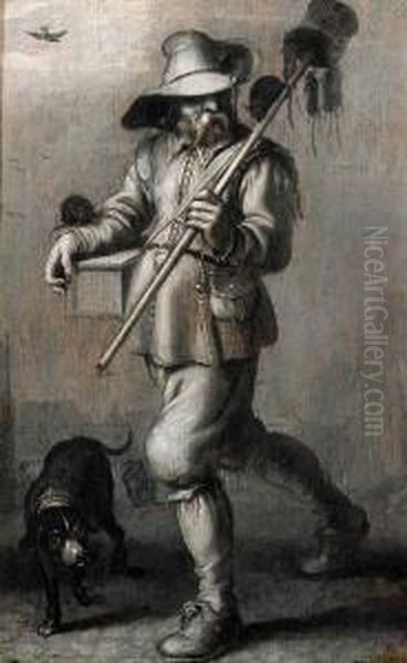 A Ratcatcher - En Grisaille by Adriaen Pietersz. Van De Venne