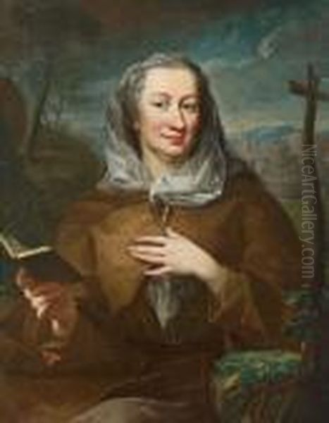 Attribuito Ritratto Della Contessa Maria Karolina Fuchs Come Pellegrina Ai Luoghi Santi by Ircle Of Martin Van Mytens