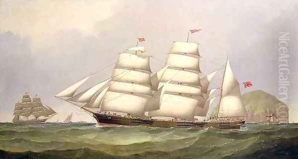 The barque Undaunted off Ailsa Craig with merchant ships beyond by C.H. Fyfe